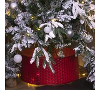 St Helens Christmas Treet Skirt Rattan Style, Red