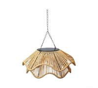 Rattan Style Solar Pendant Light Iron Frame Outdoor(double-layer petals)