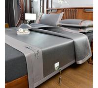 Rattan Summer Cooling Sleeping Mat, Foldable Rattan Cooling Bed Mat, Smooth Breathable Bed Mat Ice Silk Floor Mat, Summer Sleeping Mat with Pillowcase, Save Space, Easy to Clean for School Dormitory(B