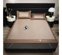 Rattan Summer Cooling Sleeping Mat, Foldable Rattan Cooling Bed Mat with Ice Silk, Smooth Breathable Bed Mat Ice Silk Floor Mat with Pillowcase, Portable Cooling-Bed Pad for Single Double Bed Bedroom(