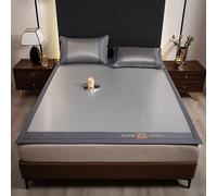 Rattan Summer Cooling Sleeping Mat, Foldable Rattan Cooling Bed Mat with Ice Silk, Smooth Breathable Bed Mat Ice Silk Floor Mat with Pillowcase, Portable Cooling-Bed Pad for Single Double Bed Bedroom(