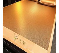 Rattan Summer Cooling Sleeping Mat, Folding Smooth Air Conditioning Mat for Bed with Wormwood, Summer Sleeping Mat with Pillowcase, Embroidery Embellishment, Easy to Clean for School Dormitory(Gold,90