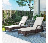 Outsunny Rattan Patio Lounge Chair Set
