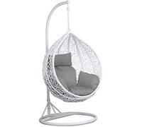 Rattan Swing Chair Hanging Garden Patio Indoor Outdoor Egg Chair with Stand Cushion,150kg Capacity