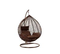 Rattan Swing Egg Chair | Holywarm Garden Swing Chair with Cushion | Indoor Outdoor Hanging Chair with Stand | Hammock Egg Chairs for Garden Bedroom Balcony (Brown Egg Chair + Brown Cushion)