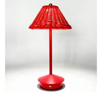 Rattan Table Lamp Vintage Wicker & Bamboo Nightstand Light Rechargeable Wireless Touch Control 3-Way Dimmable Perfect for Bedroom Farmhouse Nursery