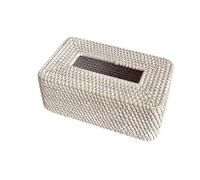 Rattan Tissue Box Cover Hand Woven Square Holder Tissues Creative Desktop Living Dining Room Storage Tray(Style 2)