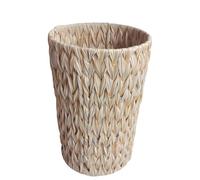 Rattan Trash Can with Metal Base for Living Room, Milky White