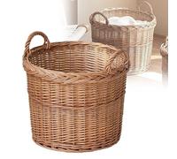 Rattan Trash Can, Woven Resin Wicker Waste Basket with Handles, Stylish Bin for Bathroom, Office, Kitchen, Home Use