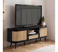 Birlea Noah 2 Door Single Drawer Black Rattan TV Unit - Size: 56 x 150 x 39cm - Wilko