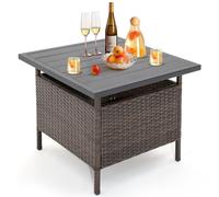 Rattan Umbrella Side Table Outdoor Garden Leisure Coffee Table w/Umbrella Hole COSTWAY Multi One Size