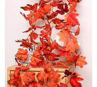 Rattan Vine Garland Featuring Faux Maple Leaves for Fall Wall Decor Outdoor Indoor Thanksgiving Rustic Theme Seasonal For Home Accent (102)