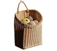 Rattan Wall Basket - Fruit Bread Storage Ornament,Artificial Woven Wall Flower Basket,for Farmhouse Kitchen Entrance Nursery Home Bathroom Outdoor Indoor
