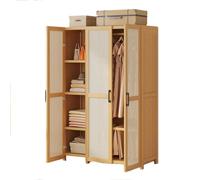Rattan Wardrobe with 2/3/4/5 Doors MultiUse Storage Closet with Shelves & Hanging Rod Ideal for Bedroom Living Room Hallway 3Door Trouser Rack Included