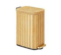 Rattan Waste Basket 6L Artificial Woven Garbage Bin Decor with Liner and | Rattan Bathroom Trash Can for Home Kitchen Laundry Pantry Dorm Workshop Yellow