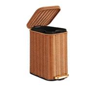 Rattan Waste Basket 6L Artificial Woven Garbage Bin Decor with Liner and | Rattan Bathroom Trash Can for Home Kitchen Laundry Pantry Dorm Workshop Red Brown