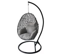 Rattan Weave Hanging Egg Chair with Cushions for Indoor Outdoor - Grey Alivio Grey One Size