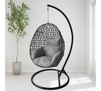 Rattan Weave Hanging Egg Chair with Cushions for Indoor Outdoor Swing Patio Garden - Grey Alivio Grey One Size