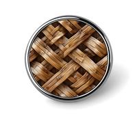 Rattan Weave Pattern Lapel Pin Durable Metal Round Brooch Pins Lightweight & Elegant Badge for Shirts, Jackets, Backpack & Gifts