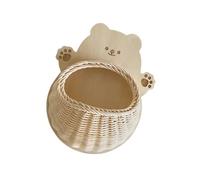 Rattan Weave Wall Basket Lovely Animal Shape Storage Shelf Small Items Holder For Home Decoration Small Plant Holder