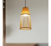 Rattan Weaving Hanging Lamp,Wicker Woven Pendant Lights,Adjustable Bamboo Lantern Chaner for Kitchen Island Farmhouse (50x26cm)