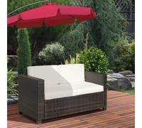 Outsunny Rattan Wicker 2-seat Sofa Loveseat Padded Garden Furniture Brown