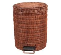 Rattan Wicker Dustbin with Foot Pedal and Removable Inner Bucket | Handwoven Pedal Dustbin with Silent Lid & Removable Inner Bucket for Effortless Waste Disposal in Home & Office
