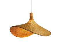 Rattan Wicker Pendant Light, Handwoven Bamboo Ceiling Lampshade, Natural Boho Light Fixture for Kitchen, Bedroom, Living Room, E27 Bulb Compatible,40cm,Wood Color