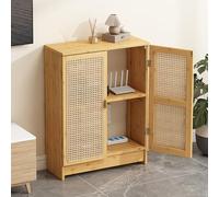 Rattan WiFi Router Storage Cabinet Bamboo Media Storage Box with Adjustable Shelves Invisible Home & Office(70x60x25cm/27.5x23.6x9.8in)