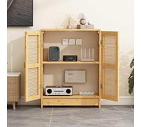 Rattan WiFi Router Storage Cabinet, Bamboo Router with Adjustable Shelves, Cable Management Box, 70x60x25cm/27.5x23.6x9.8in, Stylish Home Decor