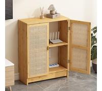 Rattan WiFi Router Storage CabinetWireless Router Hidden Box & ClutterFree Solution DoubleDeck Shelf Stylish Organizer for Home (Brown 31.5 x 27.5 in)