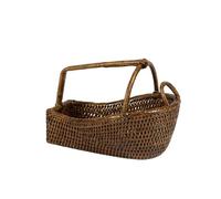 Rattan Wine Rack Bottle Holder Basket Dark Wash Bottle Holder Handle
