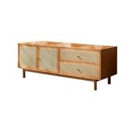 Rattan Wooden TV Stand CabinetSimple Floor Storage Unit for Living Room Home AudioVisual Entertainment Center Stylish Modern Design Multifunctional TV Console
