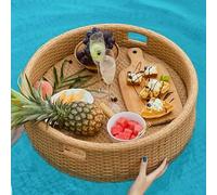 Rattan Woven Floating Tray - Luxury Serving Tray for Outdoor Pools, Load Bearing 5-7kg, Perfect Hotels