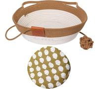 Rattan Woven Pet House Nest, Wicker Kitten Basket with Toy Ball, Breathable Pet Bed Four Seasons Universal Woven Sleeping Nest