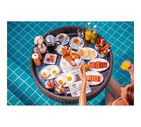 Rattan Woven Serving Tray,Floating Buffet Table Serving Tray With Handles,Floating Serving Tray Table Bar Swimming Pool Floating Tray For Pool Serving Drinks Brunch Food On The Water