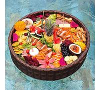 Rattan Woven Serving Tray - Floating Drink Holder with Handle 4-Hole Capacity Breakfast on The Water(Brown,60CM)