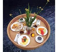 Rattan Woven Serving Tray Swimming Pool Floating Tray Table Floating Tray Luxury Floating Serving
