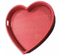 Rattan Woven Serving Tray with Handles for Sandbars, Spas, Bath, and Parties - Heart-Shaped Floating Tray Ideal for Drinks, Brunch, and Food on the Water