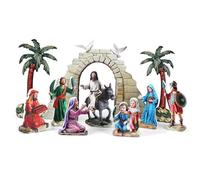 RattanView 10 Pcs Palm Sunday Scene Decoration Set Easter Religious Wooden Palm Sunday Table Decor Jesus Centerpiece Christian Figurines Easter Story Set for Church Party Tabletop Home Decoration Gift