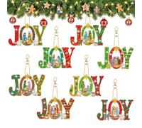 RattanView 16 Pcs Christmas Christian Diamond Art Ornaments Sets Nativity Joy Word Diamond DIY Ornament Jesus Gem DIY Keychains Xmas Hanging Painting Decor for Adults Holiday