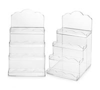 RattanView 2 Pack 4 Tier Acrylic Clear Purse Display Stands with Cloud Shape Edge, 2-inch Spacing Wallet Holder Riser Stand Ideal for Home Storage Retail Merchandising and DIY LED Strip Decoration