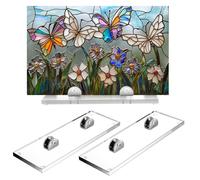 RattanView 2 Pcs Acrylic Adjustable Glass Display Stands Easel for Glass Art Creations, Stained, Ceramic Tiles, Plaques, Picture, Collectibles Ceramic Tiles Photo Office Trade Show Office, or Home