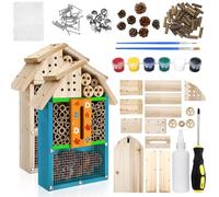 RattanView 2 Set DIY Wooden Insect Hotel Kit Mason Bee House Bug Hotel Wood Craft for Building Bee, Butterfly Hous DIY Insect Hotels Nesting Habitat Shelters for Beneficial, 13.6 x 10.8 x 2.8 Inch (B)
