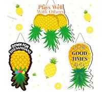 RattanView 3 Pcs 12 Inch Summer Pineapple Door Sign Cruise Door Decoration Wooden Tropical Pineapple Hanging Signs Funny Wall Decor for Farmhouse Porch Home Summer Party Supplies