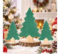 RattanView 3 Pcs Christmas Rustic Wooden Tree Tabletop Decoration | Xmas Centerpiece, Green Distressed Wood Appearance, Two Small and One Large, Farmhouse, Home Office, Fireplace