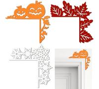 RattanView 3 Pcs Fall Door Corner Decor Pumpkin Maple Leaf Snowflake | Wooden Carved Design, Fits Door Frames Windows Wall Corners as Hanging Topper, Halloween Thanksgiving Christmas Ornament