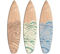 RattanView 3 Pieces Surfboard Wooden Beach Decor for Bedroom Surfboard Wall Decor Summer Decor Wood Wall Hanging Sign for Tropical Bedroom Living Room Decoration(Wave)