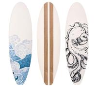 RattanView 3 Pieces Surfboard Wooden Beach Decor for Bedroom Surfboard Wall Decor Summer Wood Wall Hanging Sign for Tropical Bedroom Living Room Decoration (Ocean)