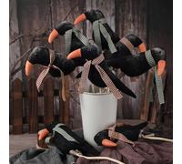 RattanView 8 Pcs Primitive Crow on Stick Rustic Crow Decor Artificial Fake Crow Black Bird Primitive Fall Decor Halloween Table Centerpieces Decor Primitive Halloween Black Bird Home Decor